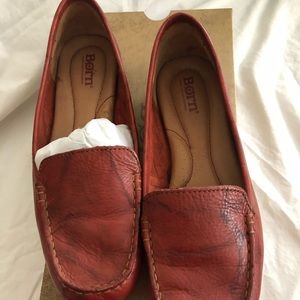 Born red leather loafer